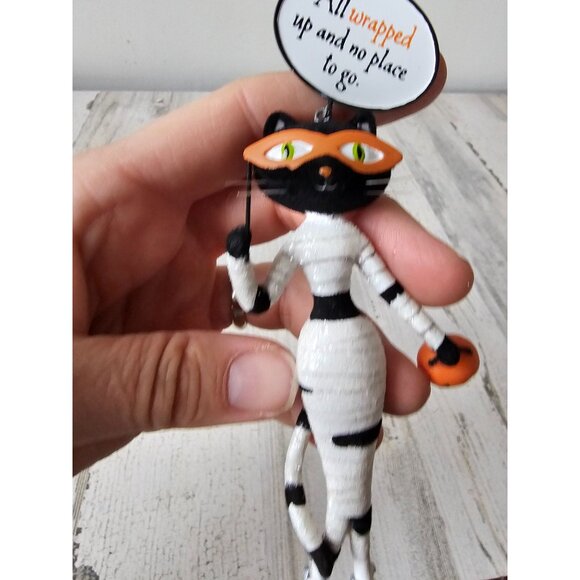hallmark sassy Cat mummy ornament all wrapped up no place RARE felt unique Hallo - Picture 2 of 9